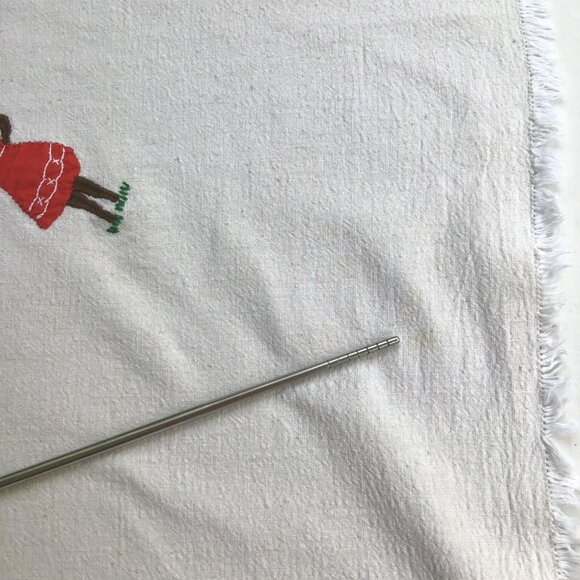 Embroidered African Cotton Linen Tablecloth Traditional Farm Harvest 34x36 in. - Picture 8 of 12